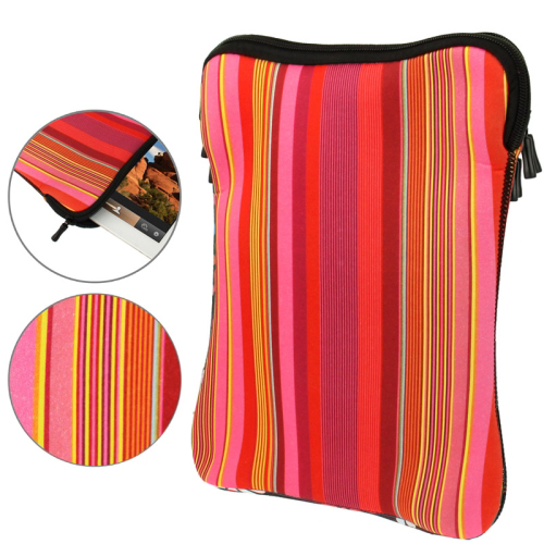 Colored Lines Pattern Thermal Printing Soft Sleeve Case Zipper Bag for 12 inch Laptop